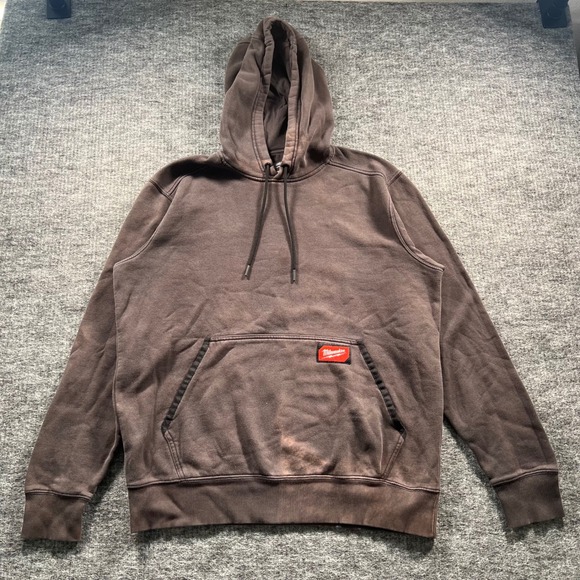 Milwaukee Tool Mens Medium Brown Pullover Hoodie Workwear Sweatshirt 5293